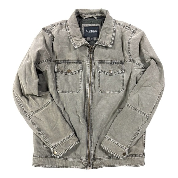 Guess Other - GUESS Los Angeles Olive Quilted Lined Zip Utility Jacket Men’s M